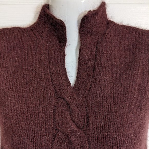 WomanTEX Angora Lambswool Blend Crew V-Neck Knit Deep Burgundy Vest - size M - Picture 5 of 11